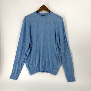 Duchamp London Mens Fine Knit Sweater Sz L Heather Blue Long Sleeve Crew Neck